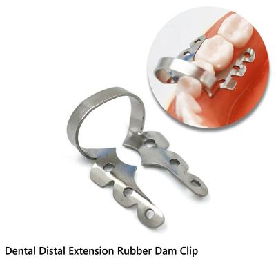Abrazadera de dique de goma para extensión distal dental, clip de barrera de goma, abrazadera de premolar de acero inoxidable, herramienta de reparación de dientes, 1, 2 o 3 unidades