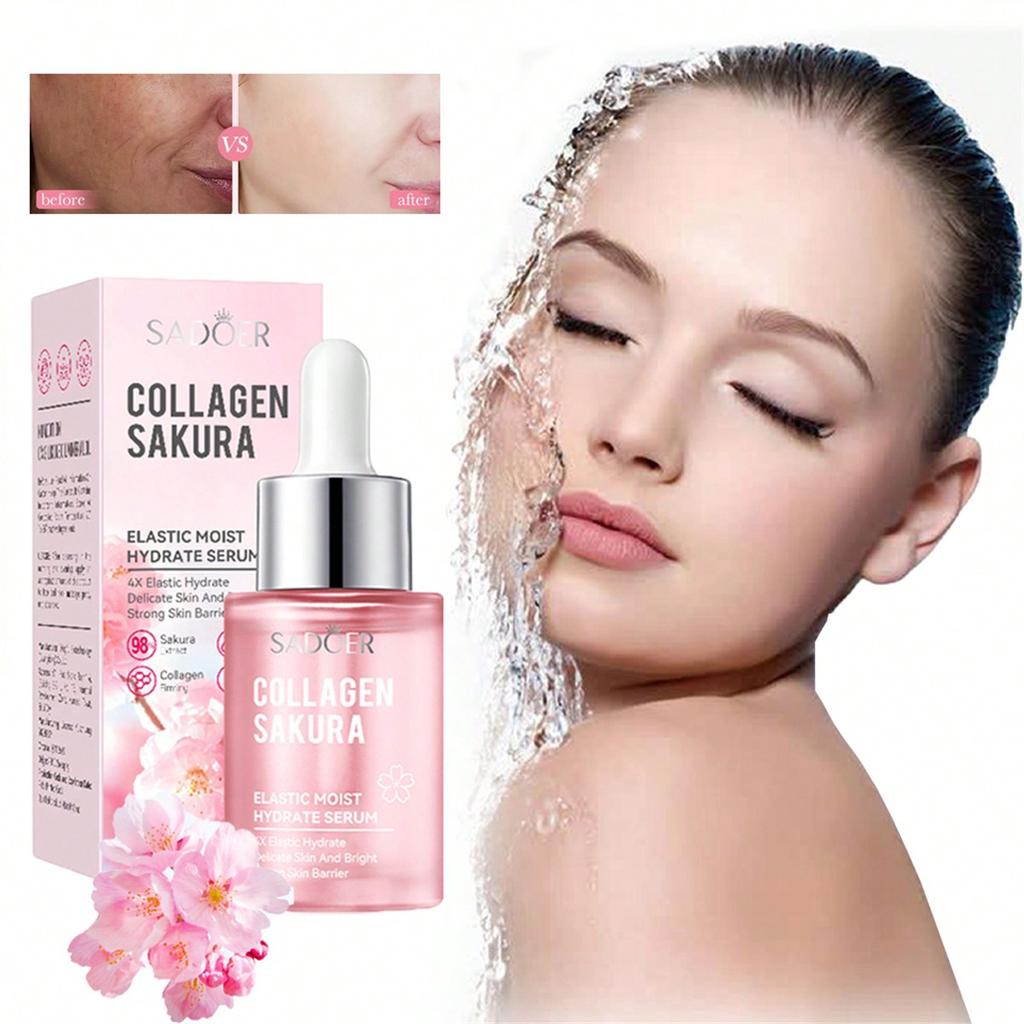 1Pc COLLAGEN SAKURA ELASTIC MOIST HYDRATE SERUM With 30ml Sakura Extract Moistening The Skin Make Sk
