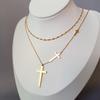 Stainless Steel Necklaces Cross Pendant Choker Double Stacked Wear Light Luxury Fine Necklace For Women Jewelry Gifts