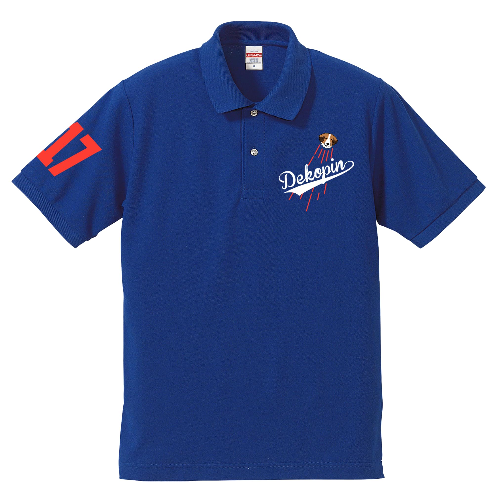 

Dekopin Dog Polo Shirt with Kooikerhondje Illustration by Day Gift [Taka Shirt] Otani, Father s (L, Blue) синий