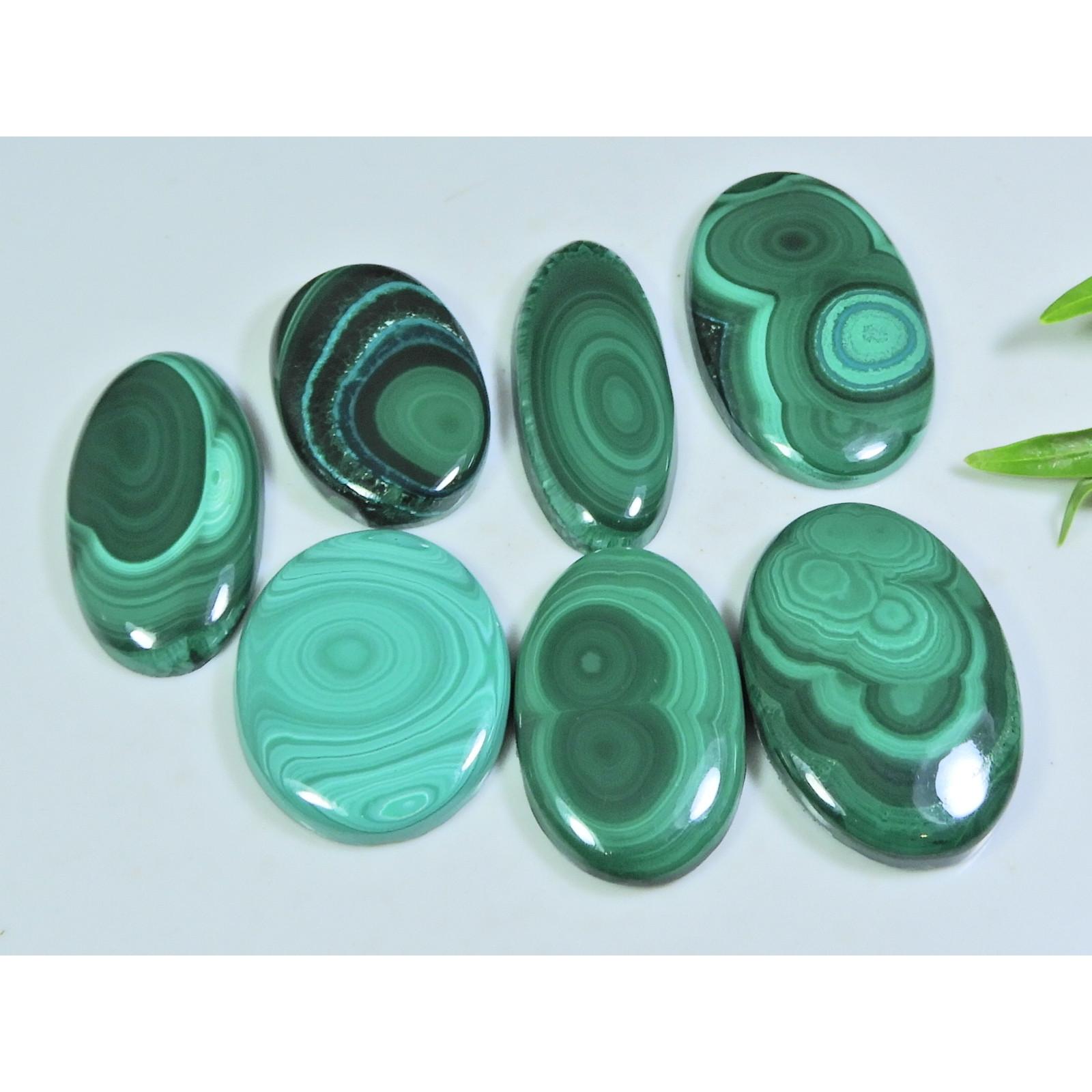 

18X28-22X37MM Natural Green Malachite Oval Cabochon Loose Gemstone 348Cts. C-01