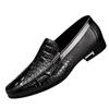 Neue Herrenschuhe mit Krokodilmuster, modische Herren-Fußlederschuhe, schwarz, bequeme Fahrschuhe, weiche Sohle, echtes Leder, Mütze-Schuhe