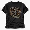 Biker Motorcycle T-Shirt – Ride Hard Live Free Skull Graphic Tee