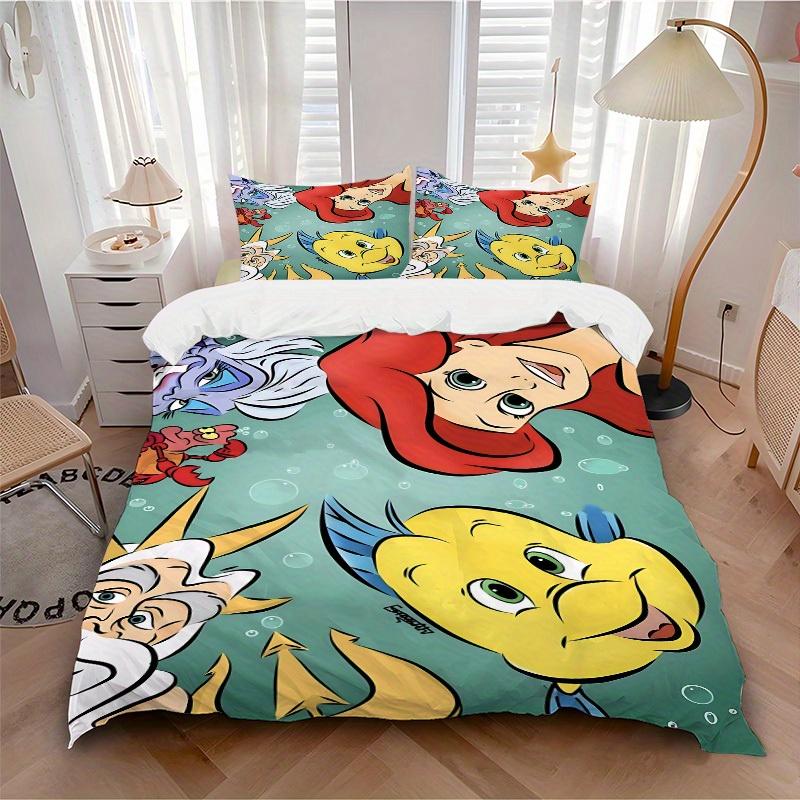 

3pcs set Mermaid Sea1pc of quilt cover+2pcs of pillowcase, no core, print bedding, All Seasons Bedroom Setting108 135x200cm