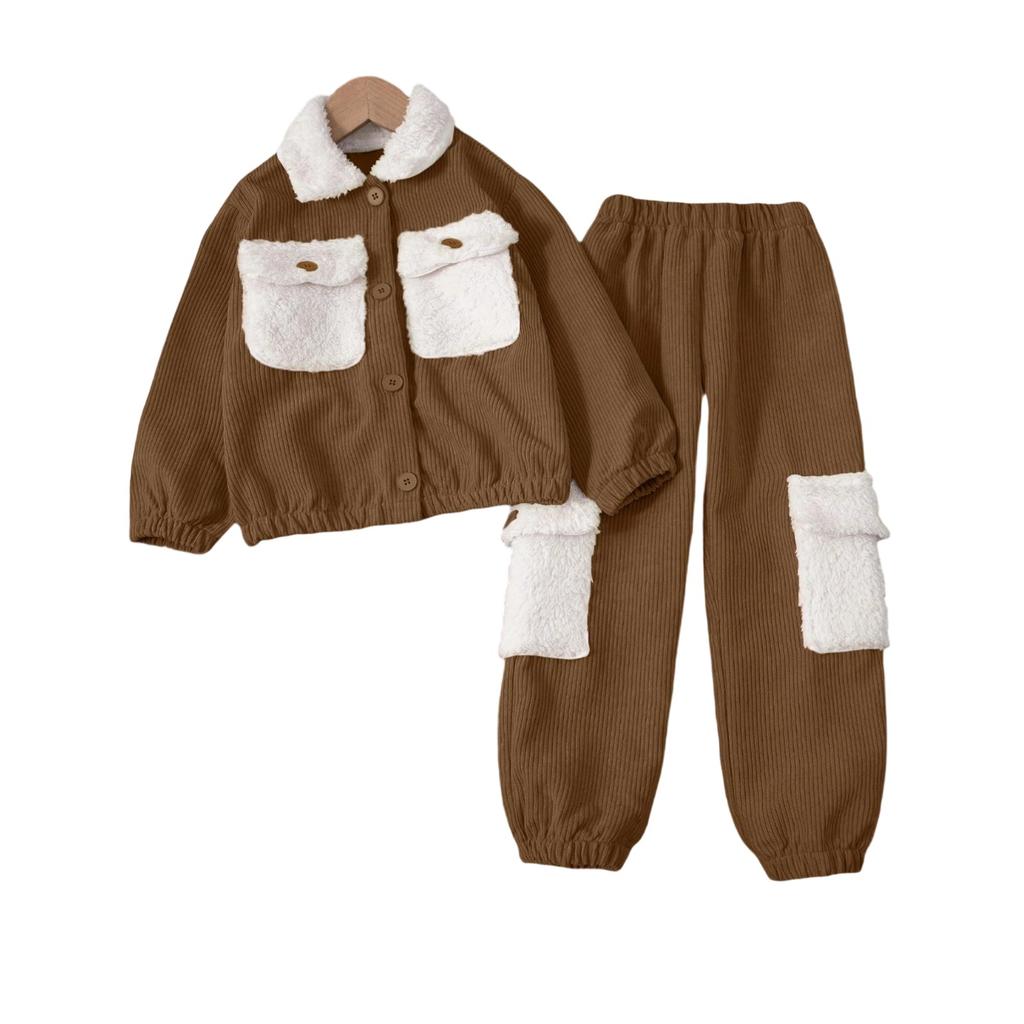 Kids Cartoon Casual Fashion Outfit Set Long Sleeve Top & Pants
