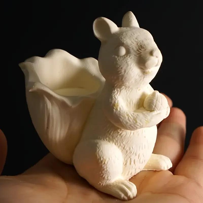 3D Mini Squirrel Silicone Mold Basket Design Flexible Resin for DIY Crafts Desktop Decoration High-Quality