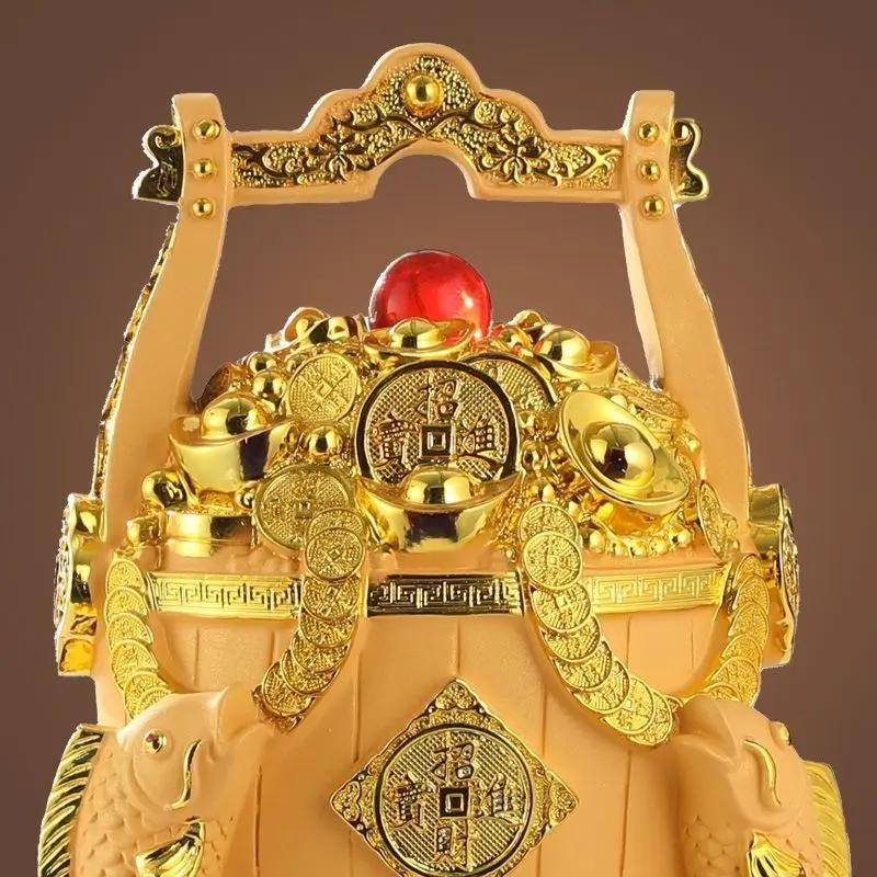 Chinesischer Stil Zhaocai Reichtumsschatztopf Ornament Ein Eimer Gold High-End Zuhause Wohnzimmer Bürotisch Foyer Dekoration Geschenk