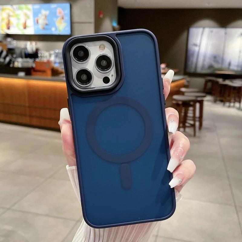 Transparent Magsafe Matte Phone Case For iPhone 16 15 14 13 12 11 Pro Max Plus Magnetic Shockproof Bumper Cover