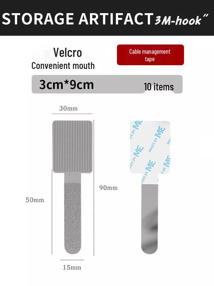 

Cable Organizer with Adhesive Backing: Hook & Loop Wire and Data Cable Ties for Desk Storage