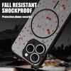 Translucent Matte Phone Case For iPhone 16 15 Pro 14 13 Pro Max 16e For Magsafe Shockproof Red Cherry Printed Hard Back Cover