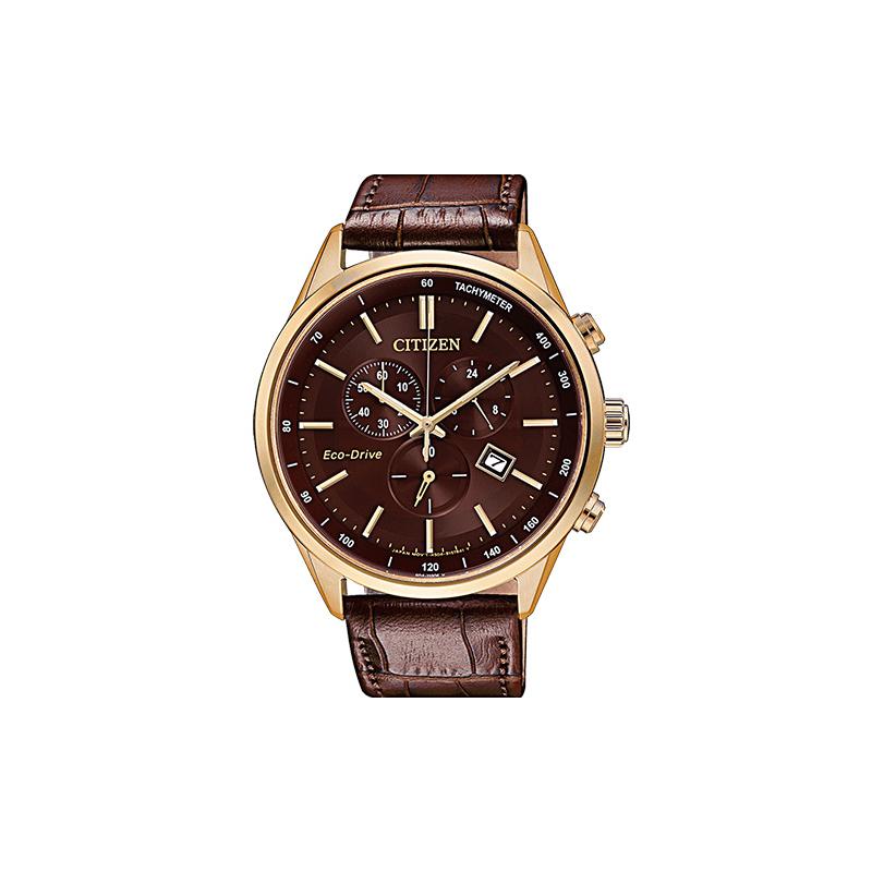 

CITIZEN Eco-Drive Series Date Display Casual Retro Fashion Couple Men s Watch Solar Movement Cowhide Strap Men s Watch Brown Dial AT2143-14X синій