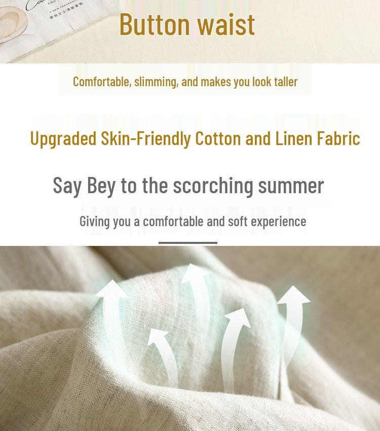 Women's High Waist Wide Leg White Linen-Cotton Pants - Korean Style, Slimming, Loose Fit, Straight Leg