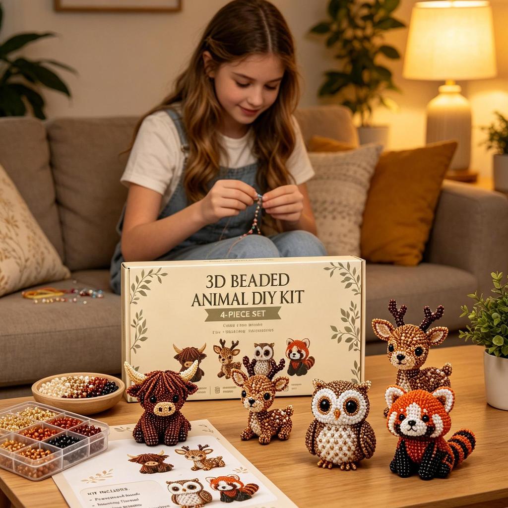 Mini 3D-Tierperlen-Set Niedliches Vogel- und Tierbastelset Pädagogisches Schmuckherstellungswerkzeug Für Kinder DIY-Kunstprojekt Geschenk