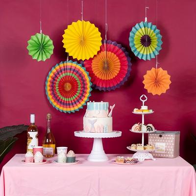 6 STK Hängende Papierfächer Girlande - Karneval Zirkus Kreis Muster Deko für Geburtstag, Abschlussfeier & Sommerpartys