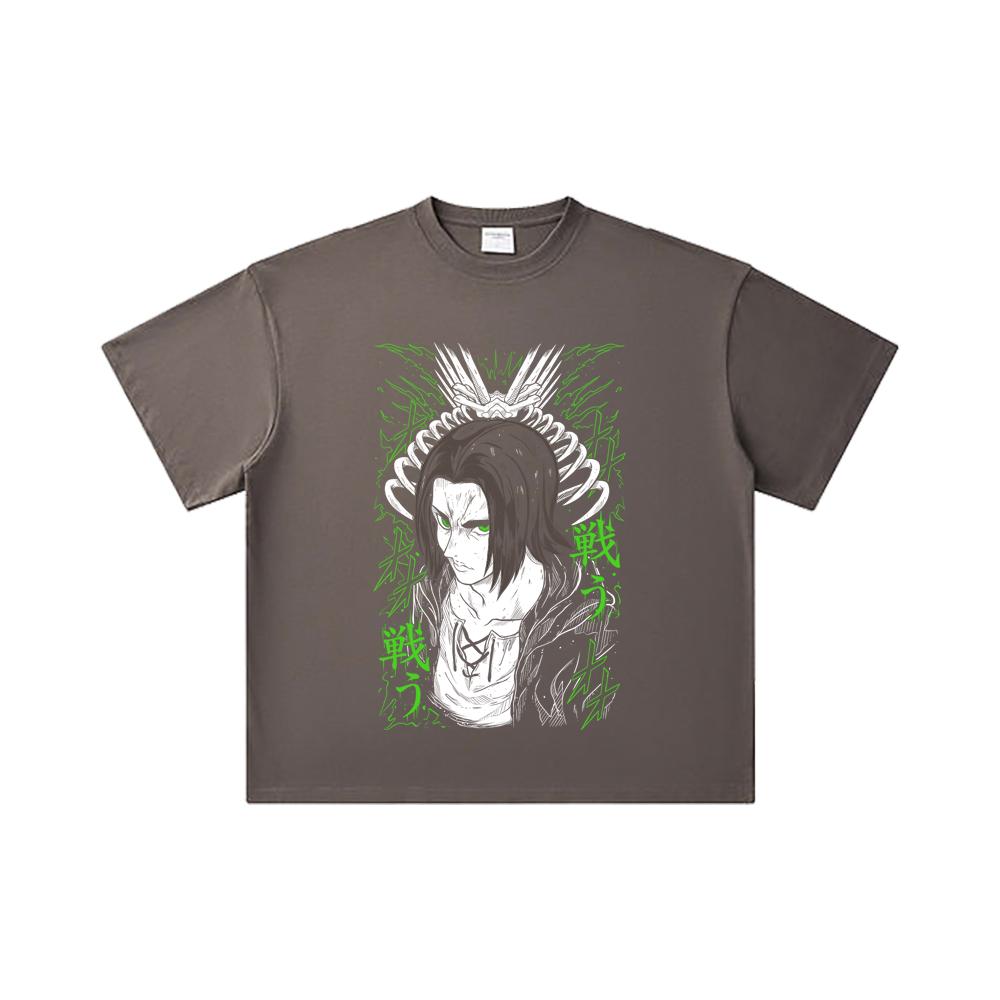 260 GSM Double Yarn 32 Count 100% Cotton Attack On Titan V1 Eren Print Unisex Heavy Cotton T Shirt… More