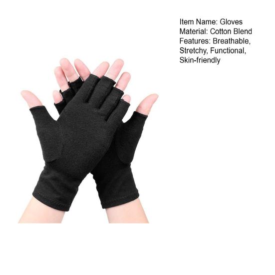 Gikt Hansker Menn Kvinner Fingerløse Kompresjonsinnpakning Elastiske Hansker for Håndsmerter Og Osteartrose Lindring Sykling Fitness