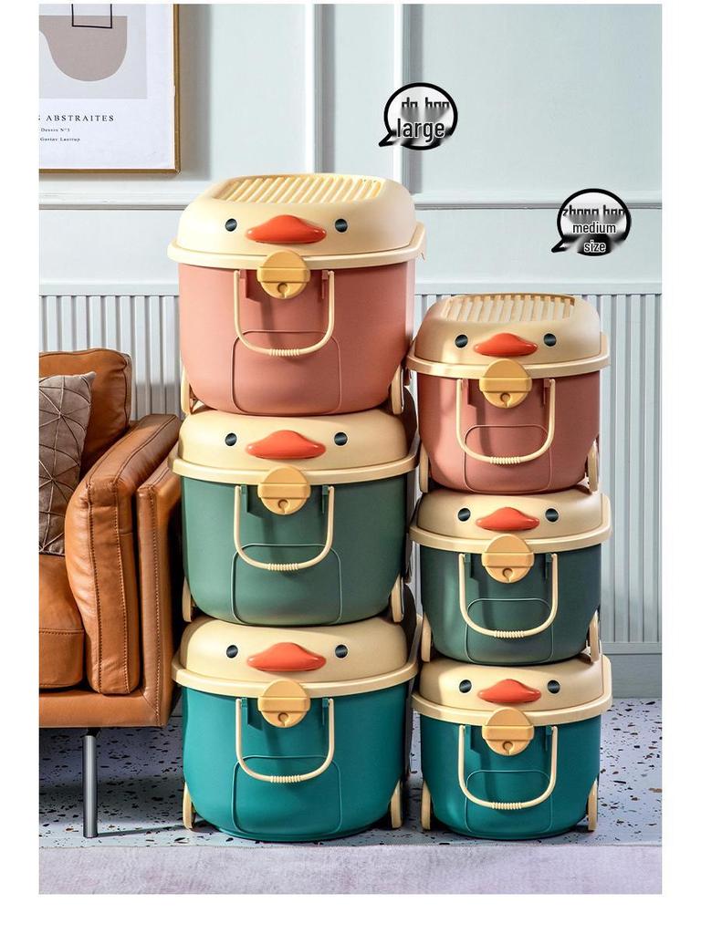 Children's Cartoon Storage Box with Wheels - Large Capacity Organizer for Toys, Clothes, and Snacks