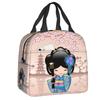 Custom Japanese Girl Sakura Kokeshi Doll Lunch Bag Men Women Warm Cooler Insulated Lunch Box for Kids School Children