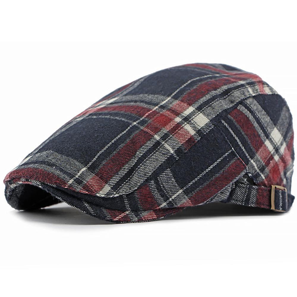 HT4697 Berets Spring Autumn Men Women Caps Vintage Artist Painter Plaid Beret Hat Male Female Ivy Flat Cap Adjustable Beret Caps