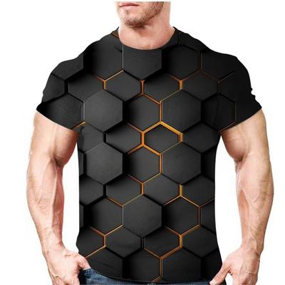 Summer Men Simple Personality Casual Daily T-Shirt Fashion Street 3d Printing Collar Trend Loose Top Clothing Shirt