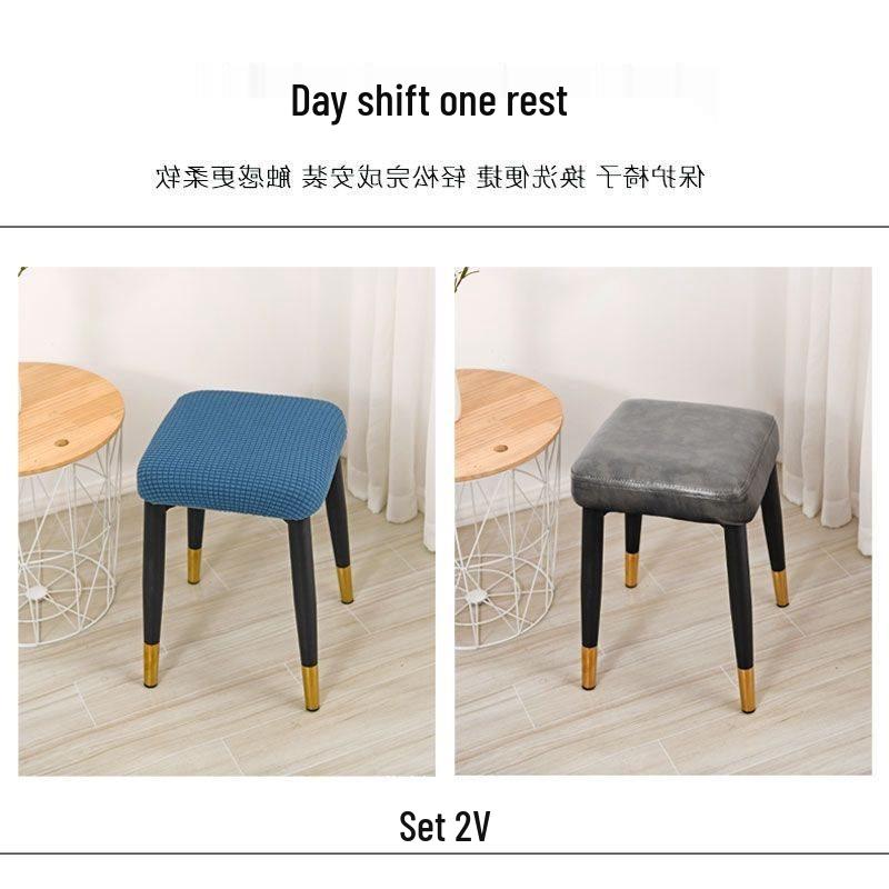 Elastic Velvet Stool Cover for Makeup or Bedroom Vanity - Thickened and Square Design