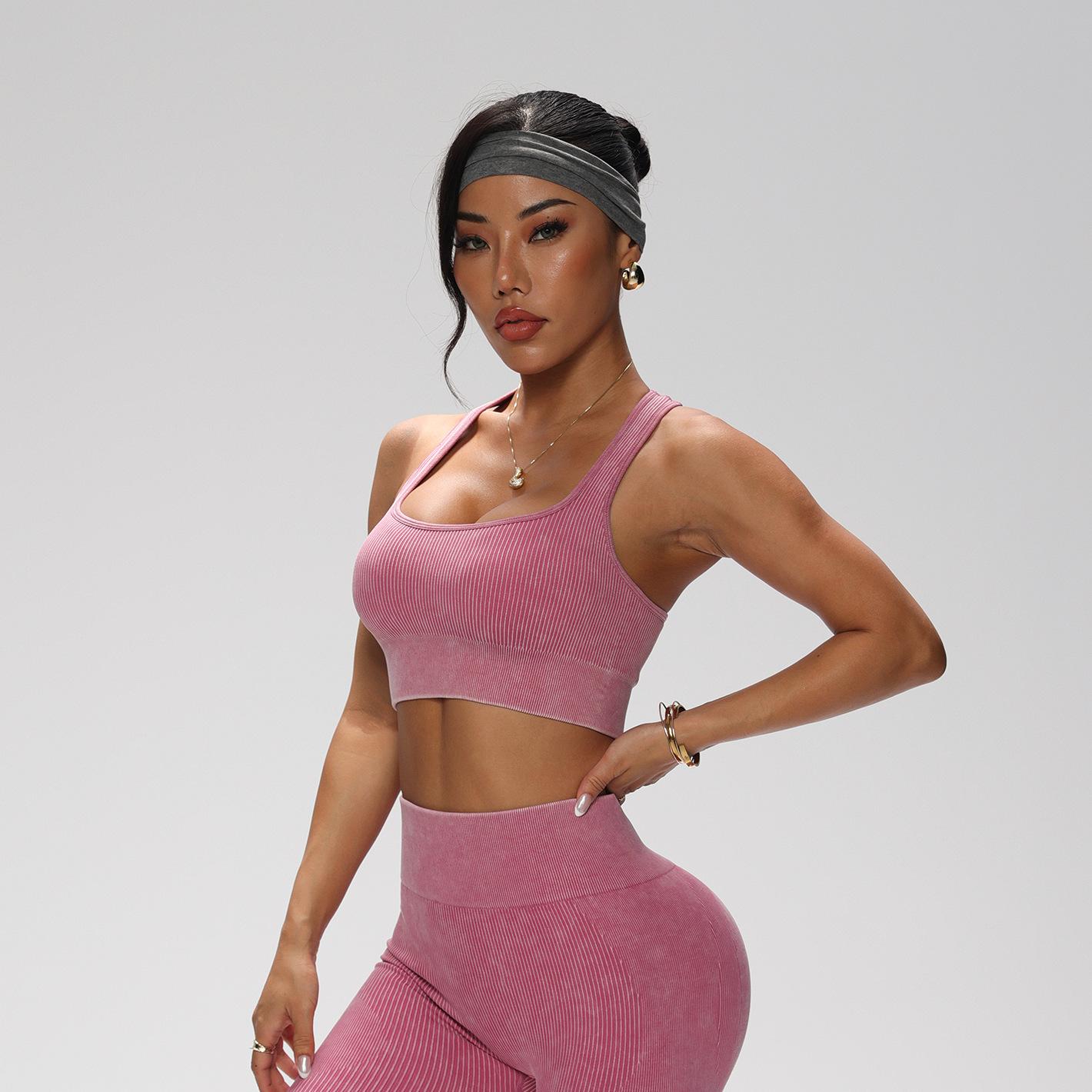 JYL Frosted Yoga Set Five Piece Sports Set Shockproof Pants Outfit L до темно-бордовый