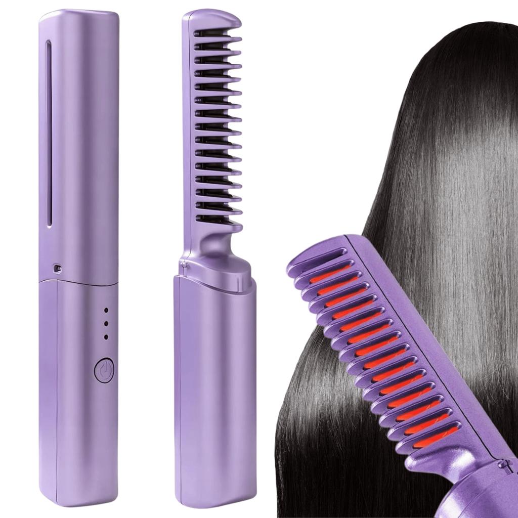 Portable Hair Straightener Hair Comb Curler Cordless
