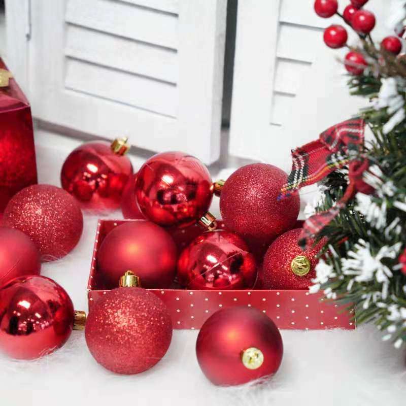 12Pcs/Box 6/8CM Mini Christmas Ball Ornaments Decorations for Xmas Tree Balls Christmas Hanging Balls for Holiday Wedding Party