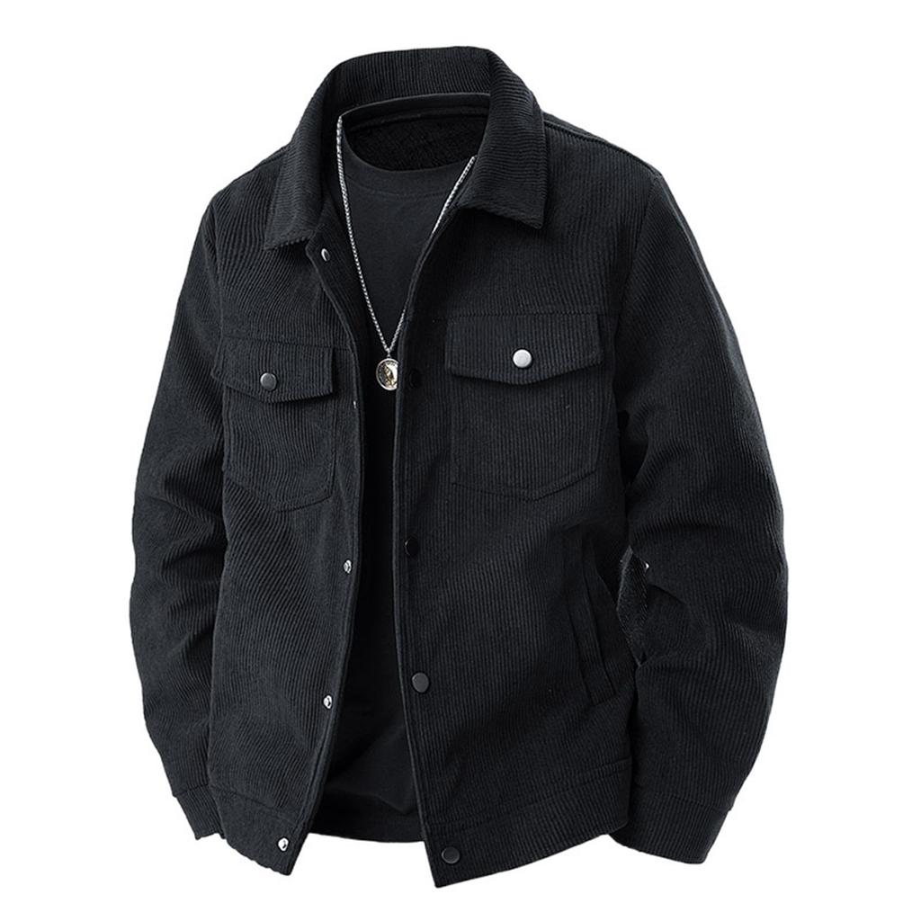 Men's Solid Color Jacket Retro Trend Casual Versatile Lapel Workwear Top