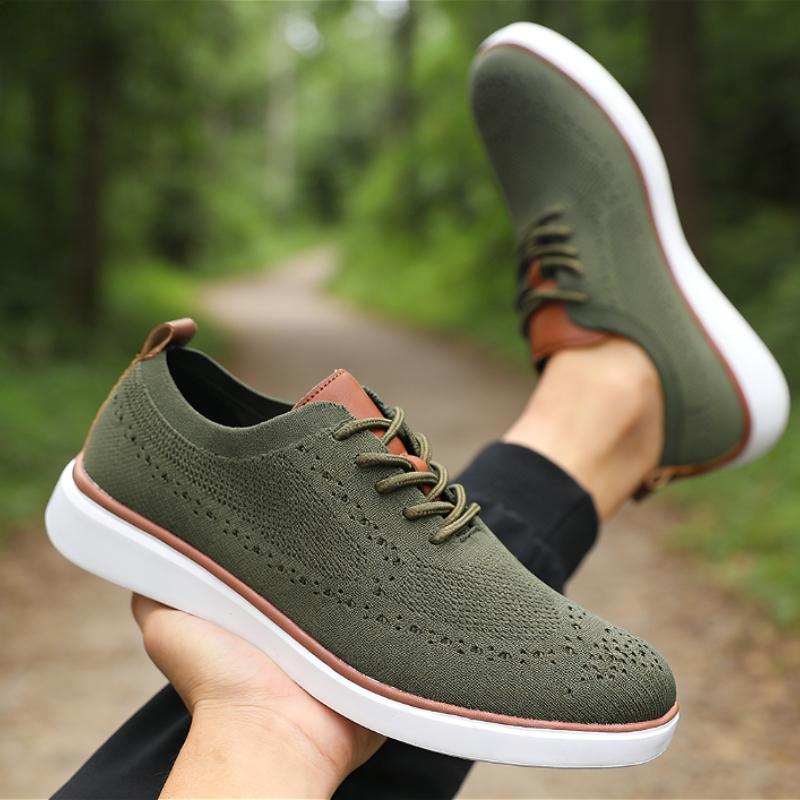Men's Mesh Sneakers Casual Versatile Knit Shoes Lightweight Comfortable Sole Walking Shoes Breathable Non-Slip Running Shoes