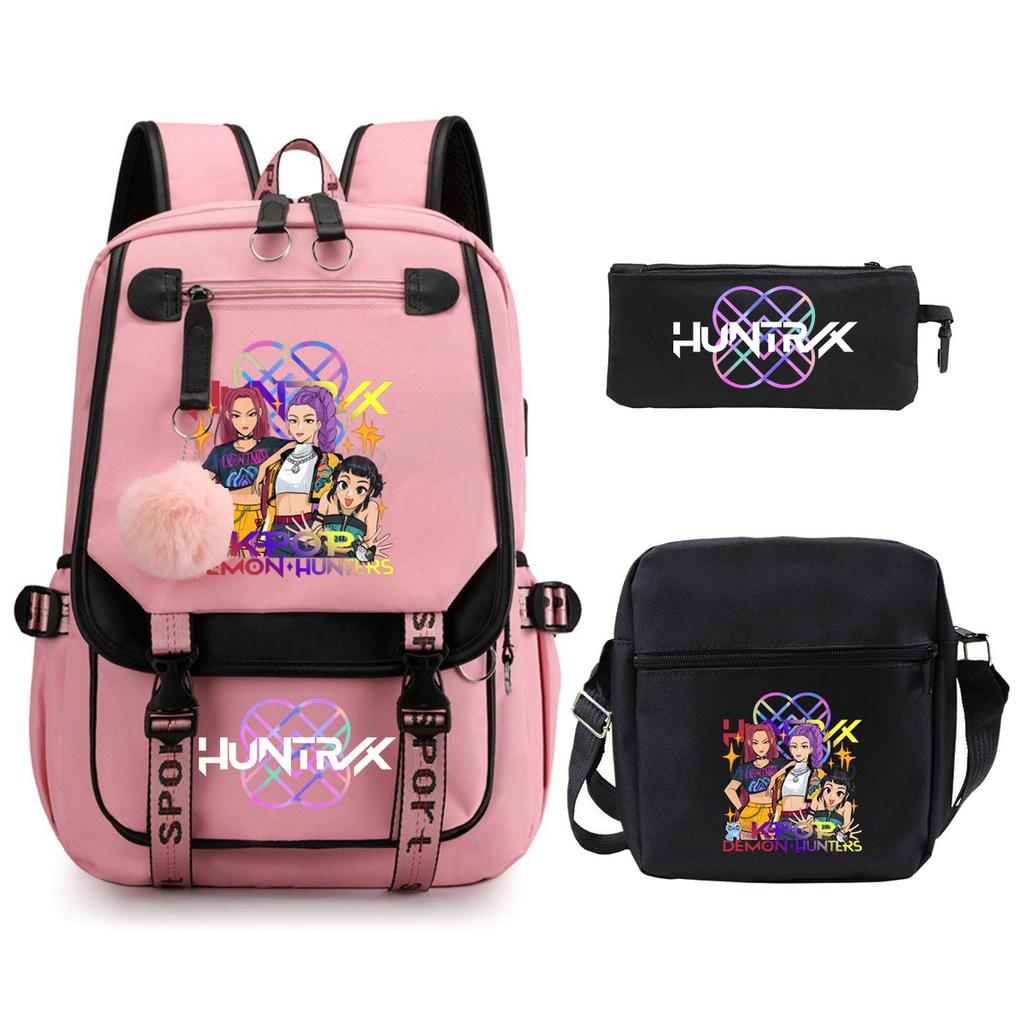 KPop Demon Hunters Korean version of student school bag children's backpack pencil bag set