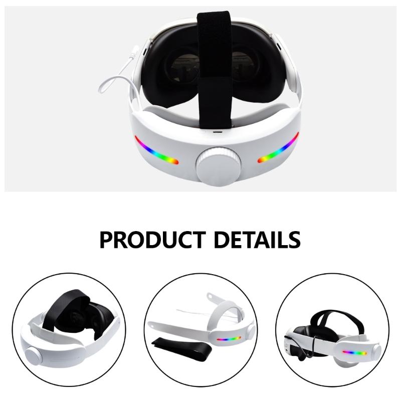 VR-Brillen Akku-Backup Kopfband für Q 3 Bequem Verstellbar 4000mAh Stromzubehör mit LED-Licht