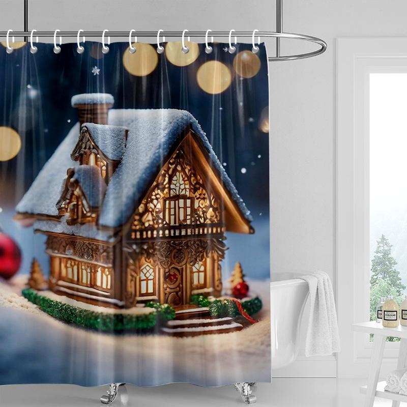 Dekoracja domu zasłony prysznicowe do łazienki wodoodporna tkanina zasłonowa Nowoczesny styl skandynawski Salon Wesołych Świąt zima