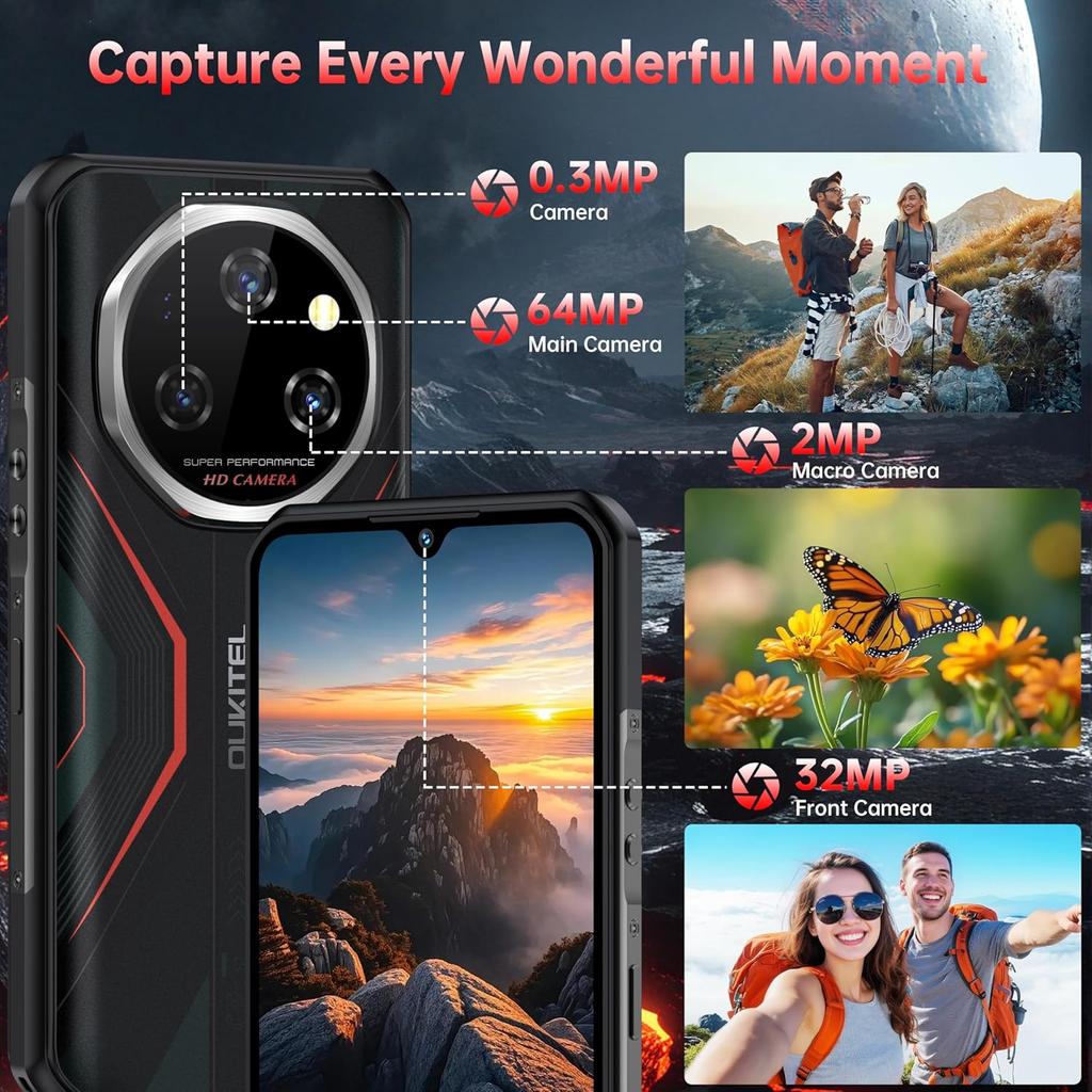 OUKITEL WP55S Cellphone 24GB+256GB 11000mAh 6.6" Display 64MP Android 15 Smartphone