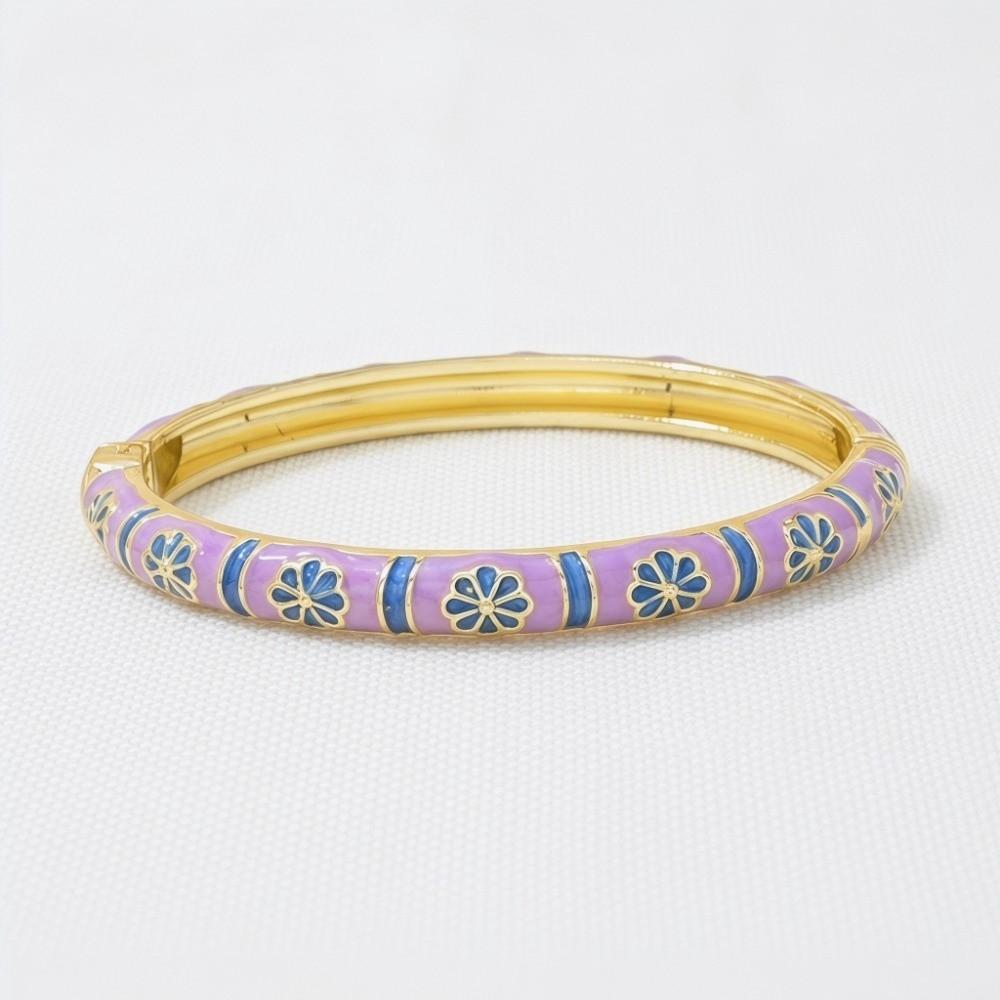 Small Petal Chinese Flower Bangle Enamel Floral Women's Hand Bracelet Jewelry Gifts
