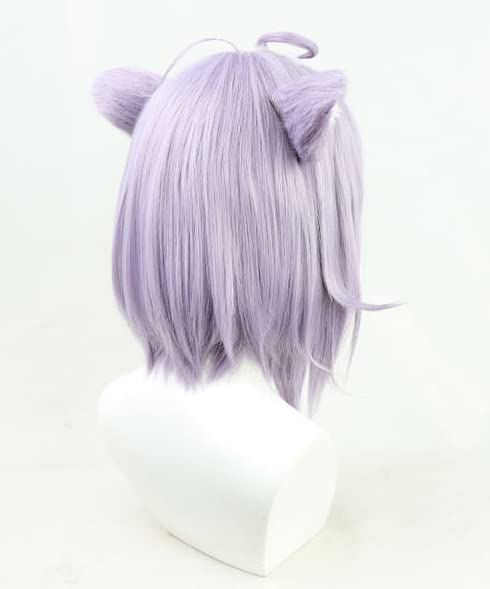 Nekomata Rice Porridge Cosplay Wig, Heat-Resistant Purple Wig, Cosplay Wig for Halloween, Events, Photoshoots, and Festivals (Wig + Ears + Tail)