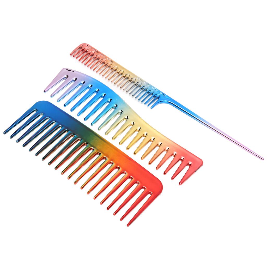 3PCS Hair Comb Set Hair Dressing Electroplate Styling for Household Hair Salon Barber