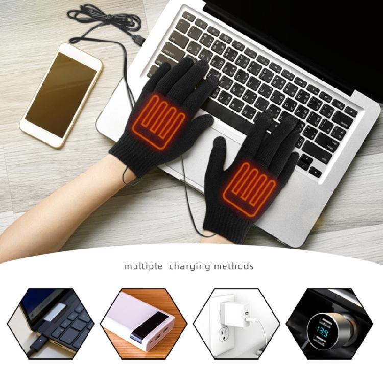 Knitted Heating Glove Hands Warmer Mittens Full Finger Gloves Thermals Glove for Winter, USB Heated Gloves for Men Women