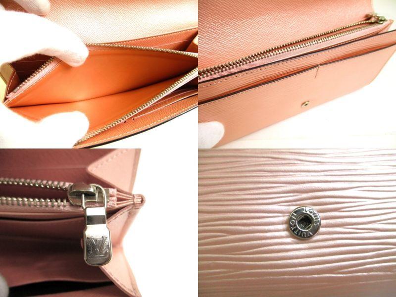 Authentic LOUIS VUITTON Epi Rose Pink Leather Flap Long Wallet Portefeuille Louise #9921 Open Box
