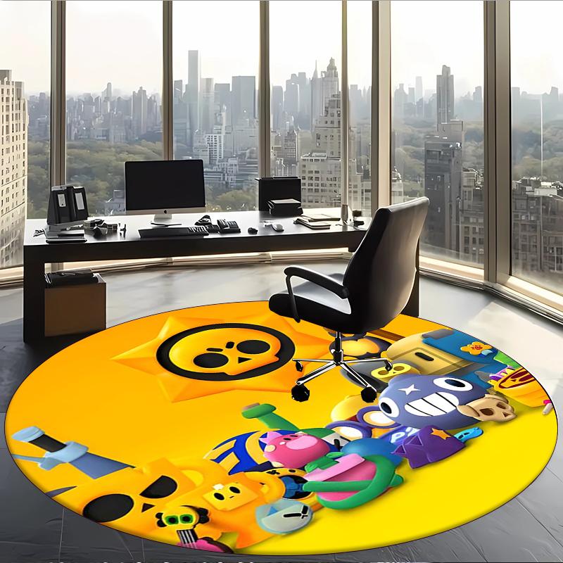 Brawl Stars (5) Round Office Rug Decorative Floor Rug for Office Bedroom Living Room and Home Space