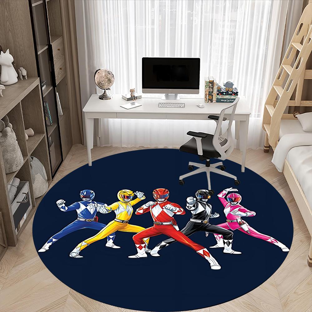 1PC Power Rangers Office Round Rug, Non-slip, Soft and Durable Office Rug for Interior Decoration, Perfect for Office, Beautiful Decoration