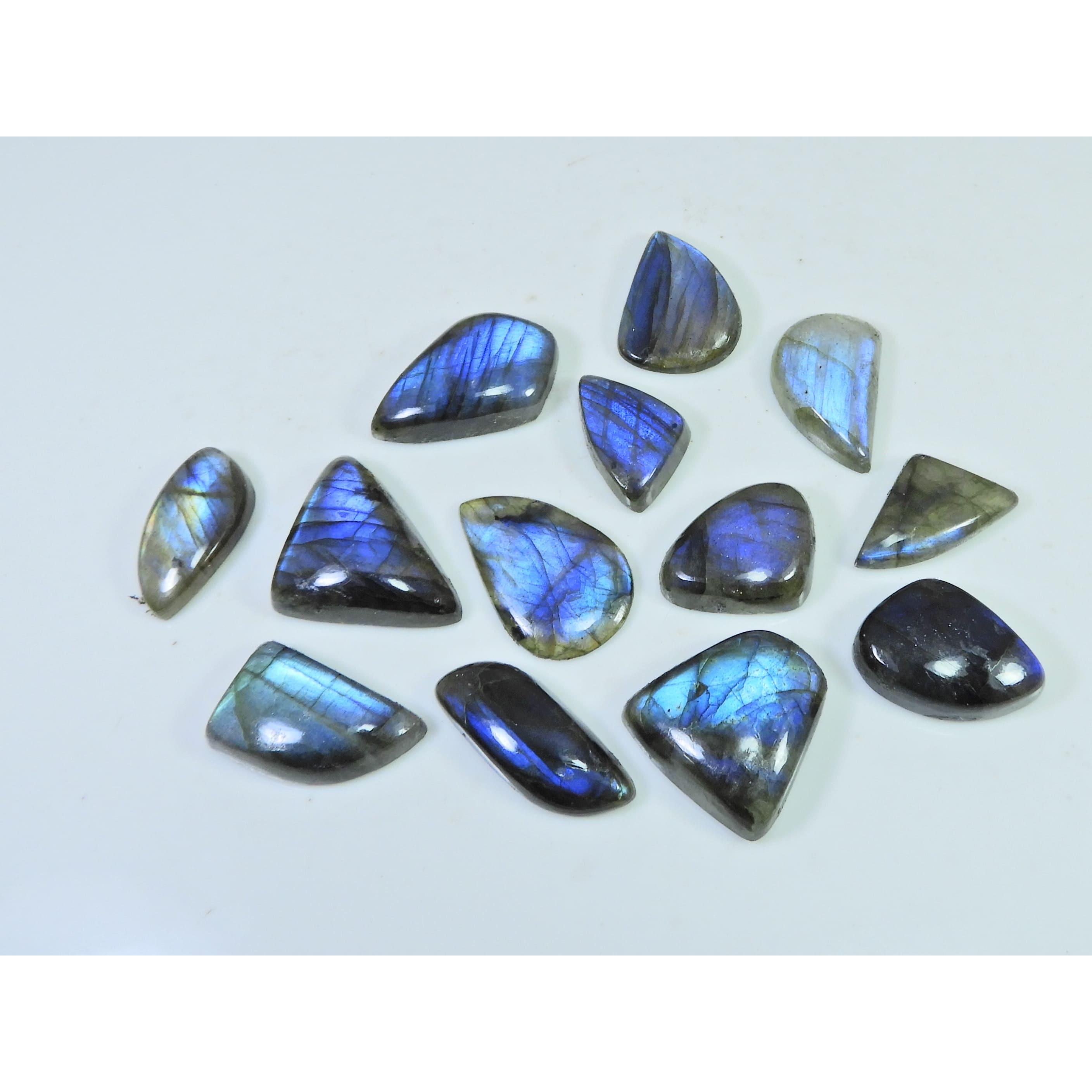 

205Cts. Natural Blue Labradorite Fancy Cabochon Loose Gemstone 13Pcs Lot C-1822