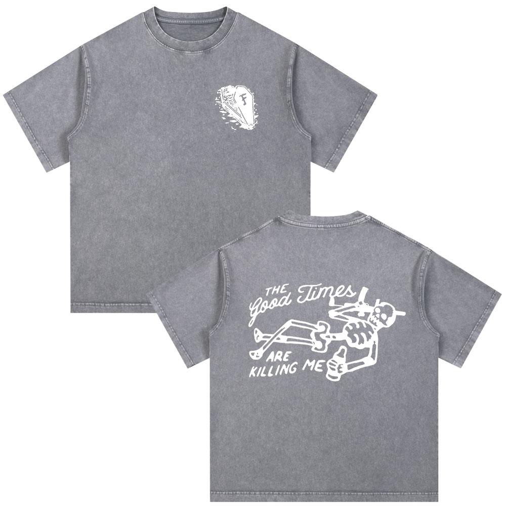 

Vintage Washed Forward Observations Group Skeleton Fog T-shirts Men s Women Clothing Fashion Oversized Casual T Shirt Streetwear S