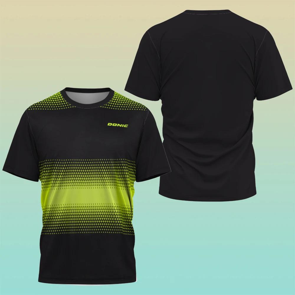 Summer Men's Table Tennis Training Uniform, Casual and Comfortable Sports Short Sleeved Top, 3D Printed O-neck Short Sleeved T-shirt