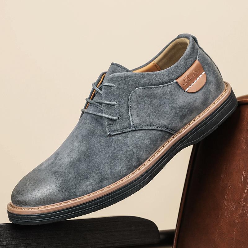 Zapatos Oxford clásicos de cuero genuino para hombres, zapatos planos, zapatos casuales de cuero de ante cómodos, mocasines, zapatos de negocios para hombre
