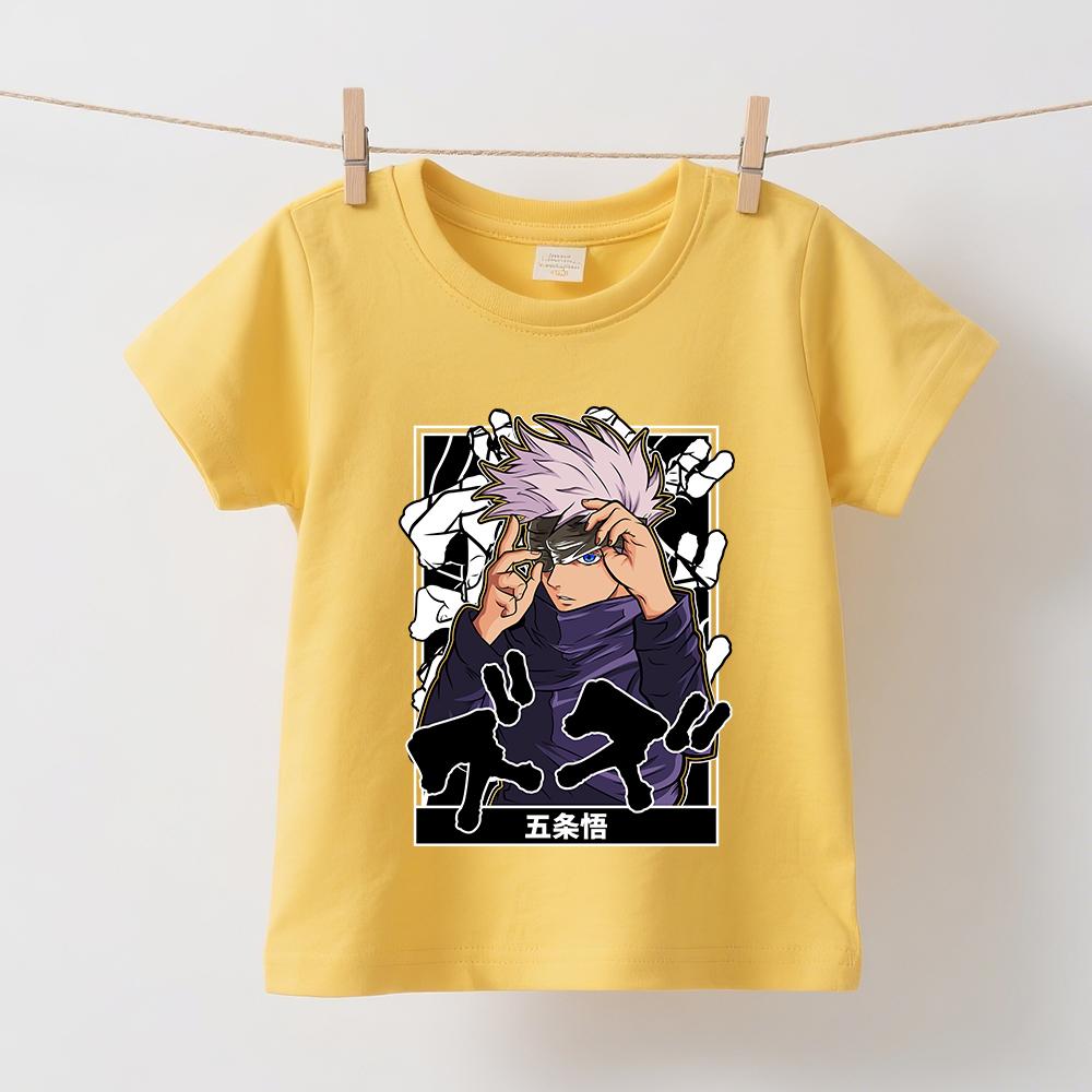 Jujutsu Kaisen Gojo Anime Graphic Print Kids Cotton T Shirts Summer Short Sleeve Casual Tee for Boys Girls Clothes