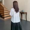 French temperament round neck polka dot shirt summer new niche shoulder sleeves thin cool top 261518