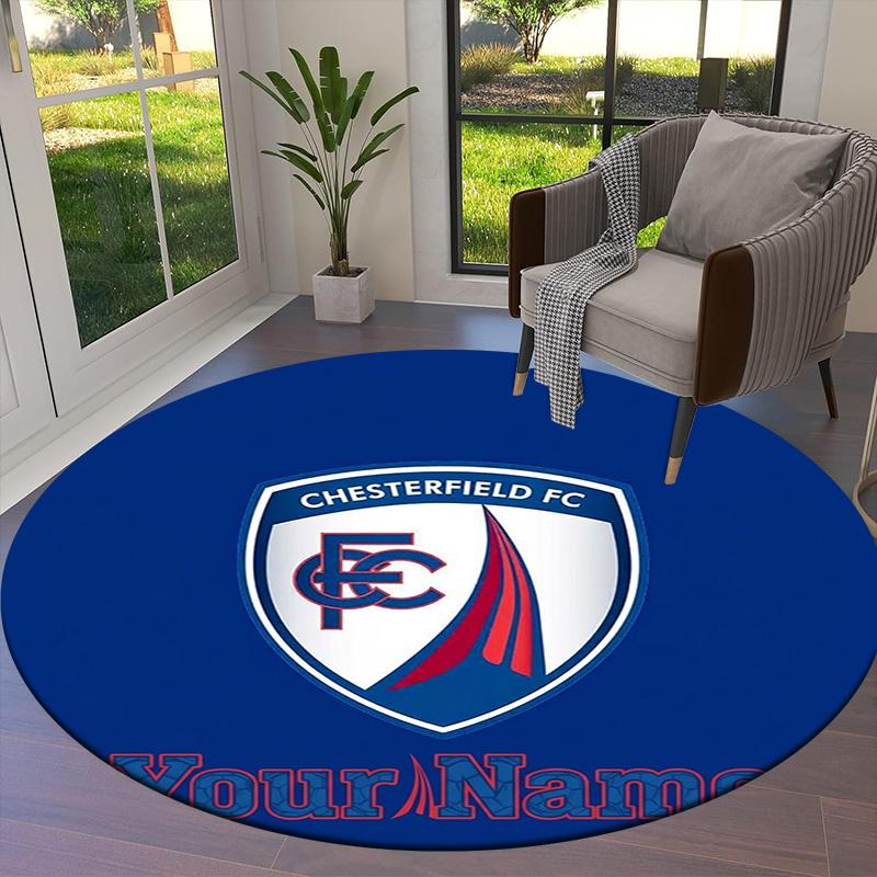 Chesterfield Fc Crest Custom Name Round Area Rug Carpet Rug For Living Room Bedroom Sofa Playroom Decor Nonslip Floor Mat