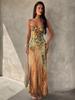 V-neck Floral Spaghetti Strap Bodycon Dress for Women - Slim Fit, European & American Style 2026.