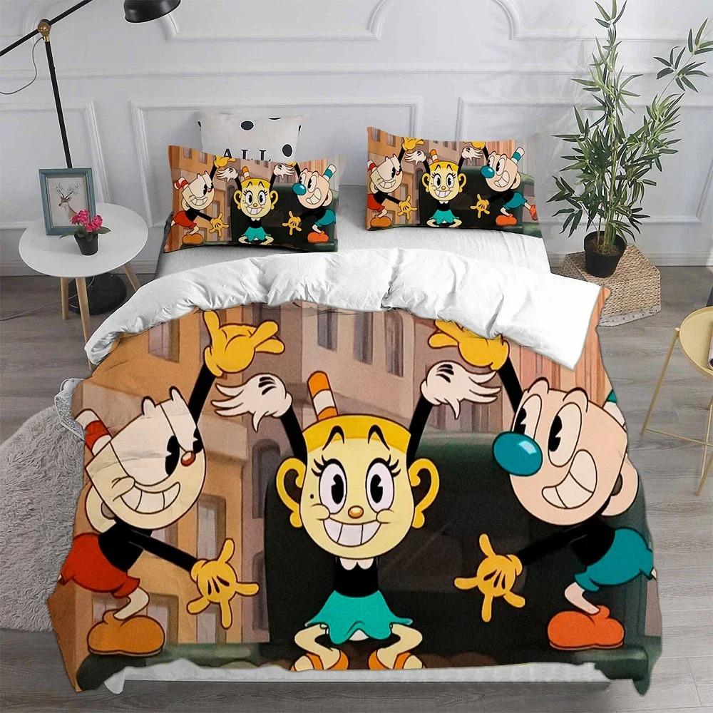 3D Neue Heimtextilien Cartoon Cuphead Bettwäschesets Bettdecke Quilt Bettüberwurf Bettbezug Kissenbezugsets Kinder Erwachsenengröße